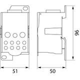 Blok Rozdzielczy UKK-400 na szynę TH35 lub do pow. płaskich Al/Cu 1x185mm 2x35mm 5x16mm 4x10mm 415V