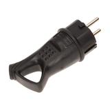 Bryzgoszczelna wtyczka gumowa Uni-Schuko z uchwytem, IP44, czarna, ,16A, 230V OR-AE-1369 ORNO