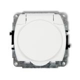 TREND Gniazdo z klapką z uziemieniem SCHUKO 2P+Z (klapka biała, przesłony torów prądowych) biały GPB-1sp KARLIK