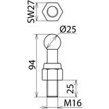 Punkt mocowania kulowy fi 25 mm/M16