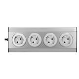 Gniazdo meblowe kuchenne montowane na rzepy 4x2P+Z schuko INOX z przewodem 1,5m. FS-2(GS) ORNO