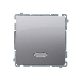 Simon Basic Przycisk pojedynczy zwierny bez piktogramu z podświetleniem LED 10A szybkozłączka srebrn