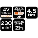 Wkrętak akumulatorowy 4V, Li-Ion, USB-C