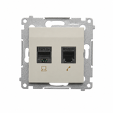 Simon 54 Gniazdo komputerowe RJ45 kategoria 5e + telefoniczne RJ12 kaszmir mat D5T.01/42