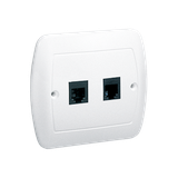 Simon Akord Gniazdo telefoniczne RJ11 podwójne. Montaż do puszki na wkręty biały