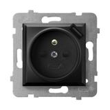 ARIA Gniazdo pojedyncze z uziemieniem z przesłonami torów prądowych, z ładowarką USB - kolor czarny