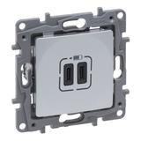 NILOE SELECTION - GNIAZDO 2 X USB TYP C+C - 3 A ALUMINIUM, Legrand