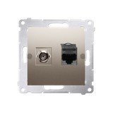 Simon 54 Gniazdo antenowe typu +RJ45 kat.6 złoty mat