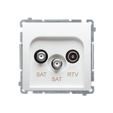 Simon Basic Gniazdo antenowe satelitarne podwójne końcowe SAT-SAT-RTV . 2xwejście: SAT: 5–2400 MHz RTV: 5–862 MHz biały BMZAR+SAT3.1-P2.01/11 KONTAKT