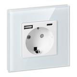 Gniazdo pojedyncze 2P+Z, Schuko, USB-A + USB-C, wyjście 5VDC max. 3A, biały OR-AE-13308(GS)/W ORNO