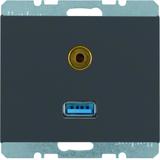 BERKER K.1 Gniazdo USB / 3,5mm Audio antracyt 3315397006 HAGER