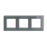 ICON Ramka uniwersalna potrójna kwadratowa - efekt szkła (ramka: grafitowa; spód: biały) grafitowy