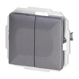 Łącznik podtynkowy schodowy podwójny Pearl, 10A, 250V, WP-2/5P, antracyt
