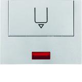 BERKER K.5 Nasadka z nadrukiem i czerwoną soczewką do łącznika na kartę hotelową aluminium mat lakie