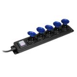 Przedłużacz warsztatowy bryzgoszczelny z wyłącznikiem, 5 gniazd 2P+Z, IP44, przewód gumowy, H05RR-F