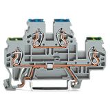 złączka dwupiętrowa PE/L 2,5 mm2 szara