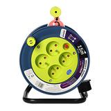 Przedłużacz bębnowy MINI 4 gniazda metalowy stojak polwinit H05VV-F 3x1mm2 długość 15m limonkowy OR-