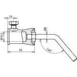 Gniazdo z adapterem fi 16 mm, drut wygięty 130 st., stal nierdzewna NIRO