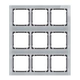 DECO Ramka modułowa 9 krotna (3 poziom, 3 pion) - efekt szkła (ramka szara; spód grafitowy)