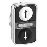 Harmony XB4 Przycisk dwuklawiszowego płaski biały/czarny LED metalowy oznaczony ZB4BW7A1724 Schneider