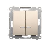 Simon 54 Łącznik świecznikowy z podświetleniem LED i do wersji IP44 10A 250V szybkozłączka złoty mat *Posiada wkładkę DU1W DW5BL.01/44 KONTAKT