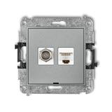 ICON Mechanizm gniazda antenowego poj. typu F (SAT) + gniazda komp. poj. 1xRJ45, kat. 5e, 8-stykowy,