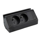 Gniazdo meblowe z uchwytem na telefon i przewodem 1,5m 2x2P+Z czarne FS-12/B ORNO