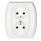 TREND Gniazdo podwójne z uziemieniem 2x(2P+Z) (przesłony torów prądowych) biały