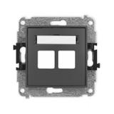 ICON Mechanizm gniazda multimedialnego podwójnego bez modułu (standard Keystone) grafitowy mat