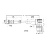 przewód do czujników/el.wykonawczych gniazdo prosteM8/wtyczka kątowaM12 1