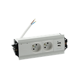 SIMON 480 TS48-530E20B00-30 Indesk 2 gn. typ E + ładowarka USB typ A+C; złącze 10 cm przewód; alumin