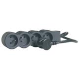 PRZEDŁUŻACZ STANDARD 4X2P+Z, Z PRZEWODEM 3.0 METRA 3X1.5 MM2 - CZARNY/GRAFITOWY, Legrand