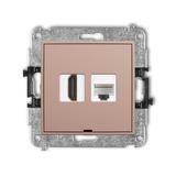 MINI Mechanizm gniazda pojedynczego HDMI 2.0, 4K + gniazda komp. poj. 1xRJ45, kat. 6A, 8-stykowy, be
