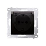 Simon 54 Gniazdo Schuko IP44 z przesłonami z uszczelką ramki 16A z. śrub. klapka transp. brąz mat