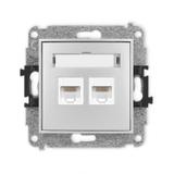 ICON Mechanizm gniazda komputerowego podwójnego 2xRJ45, kat. 5e, 8-stykowy srebrny metalik