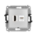 ICON Gniazdo pojedyncze HDMI 2.0, 4K + gniazda komp. poj. 1xRJ45, kat. 5e, 8-stykowy, bez pola opisowego srebrny metalik 7IGHKBO 7IGHKBO-45e KARLIK