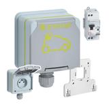 GREEN'UP ACCESS: ZESTAW - GNIAZDO 2P+Z 230V 16A  3,7KW PLEXO + WYŁĄCZNIK RÓŻNICOWONADPRĄDOWY C20 - 3