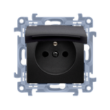 Simon 10 Gniazdo hermetyczne z klapką z/u z uszczelką – klapka w kol. pokrywy szybkozłączka czarny