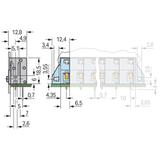 złączka przepustowa do p.drukowanych szara raster 5 mm