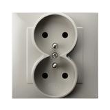 SZAFIR Gniazdo podwójne z uziemieniem kompletne z ramką - kolor kaszmirowy beż