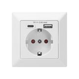 Gniazdo pojedyncze (Schuko) USB-A + USB-C ,Wyjście 5VDC Max 2,8A OR-AE-13232(GS) ORNO