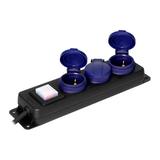 Przedłużacz warsztatowy bryzgoszczelny z wyłącznikiem IP44, 3 gniazda 2P+Z IP44, przewód gumowy, H05