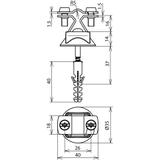 Wspornik DEHNhold do drutu 8-10 mm, z gwintem wewn. M8, podkładka PVC, kołek 8x40 mm, stal nierdzewn
