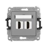 ICON Mechanizm gniazda podwójnego HDMI 2.0 szary mat