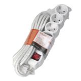 Przedłużacz 5-krotny 2P+Z (Schuko), z wyłącznikiem, 3m H05VV-F 3x1,5mm2, Imax=16A, płaska wtyczka, b ES-7(GS)/W/3 ORNO