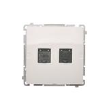 Simon Basic Gniazdo komputerowe RJ45 kategoria 6 podwójne z przesłoną przeciwkurzową Montaż na łapki