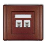 FLEXI Gniazdo telefoniczne podwójne 2xRJ11, 4-stykowe, beznarzędziowe brązowy metalik