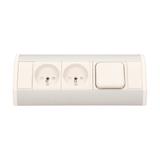 Gniazdo meblowe 2x2P+Z z wyłącznikiem, biało-srebrne OR-GM-9002/W-G ORNO