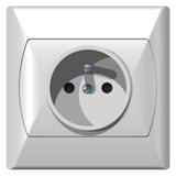 AKCENT Gniazdo pojedyncze z uziemieniem - kolor biały