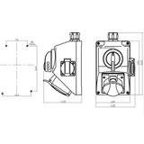 Zestaw C16-48.1N Zmiana kierunku obrotów L-0-P Gniazdo 3P+N+Z, 1 x 2P+Z IP-54; przystosowane do zamk